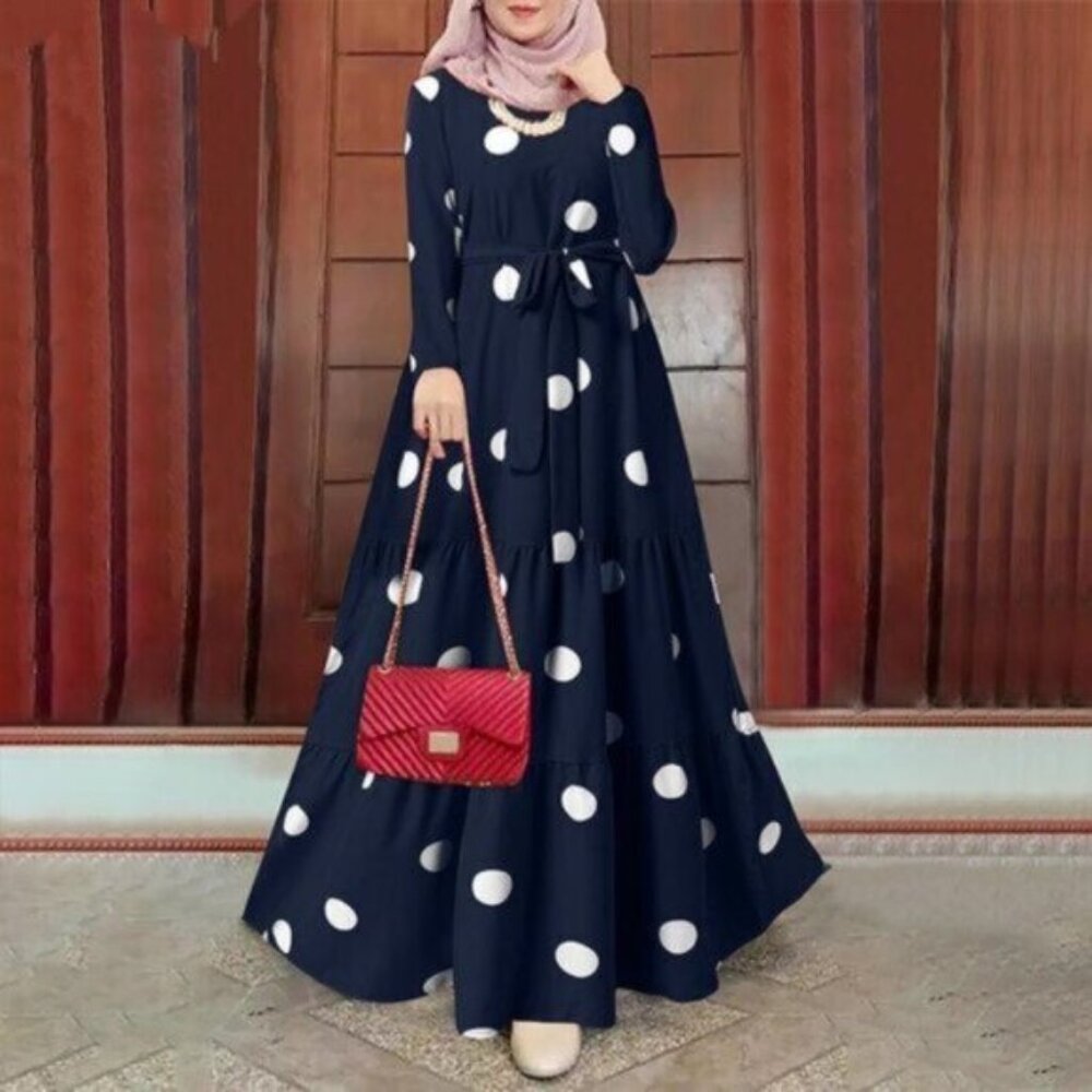 Women's Vintage Polka Dot Print Tunic Dress